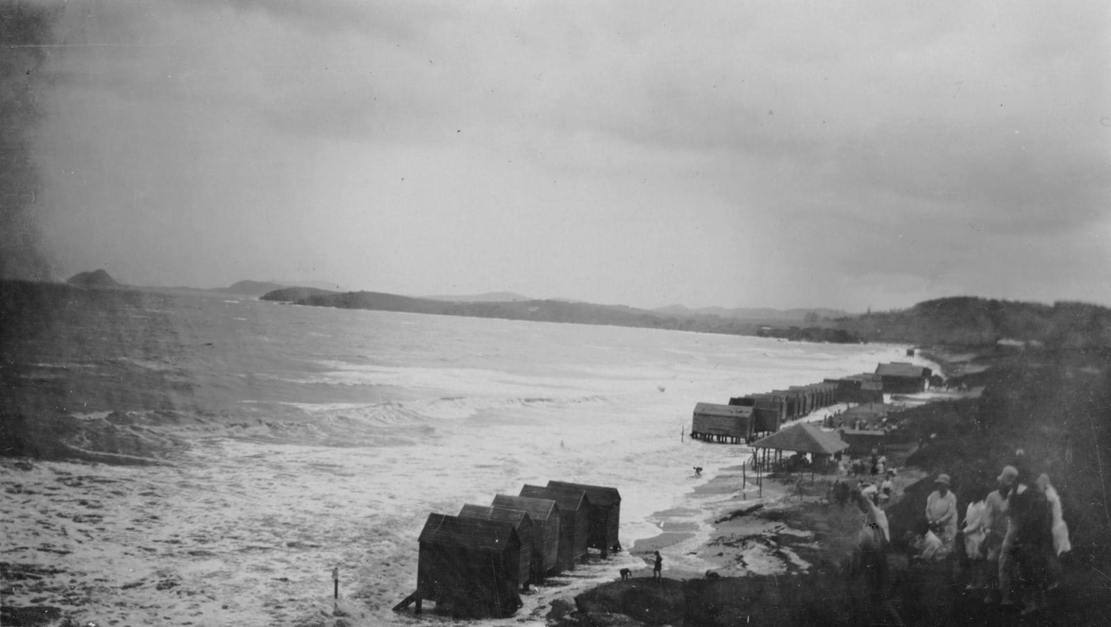 yeppoon beach black and white photo of bathing sheds ca 1926
